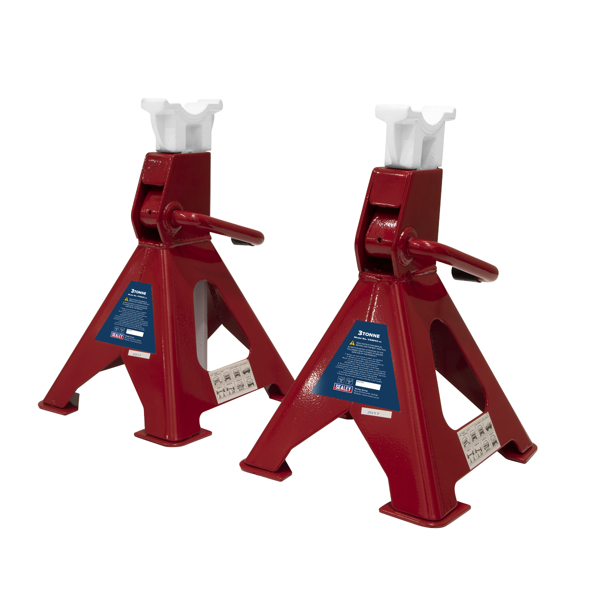 Sealey VS2003 Axle Stands (Pair) 3tonne Capacity per Stand Ratchet Type