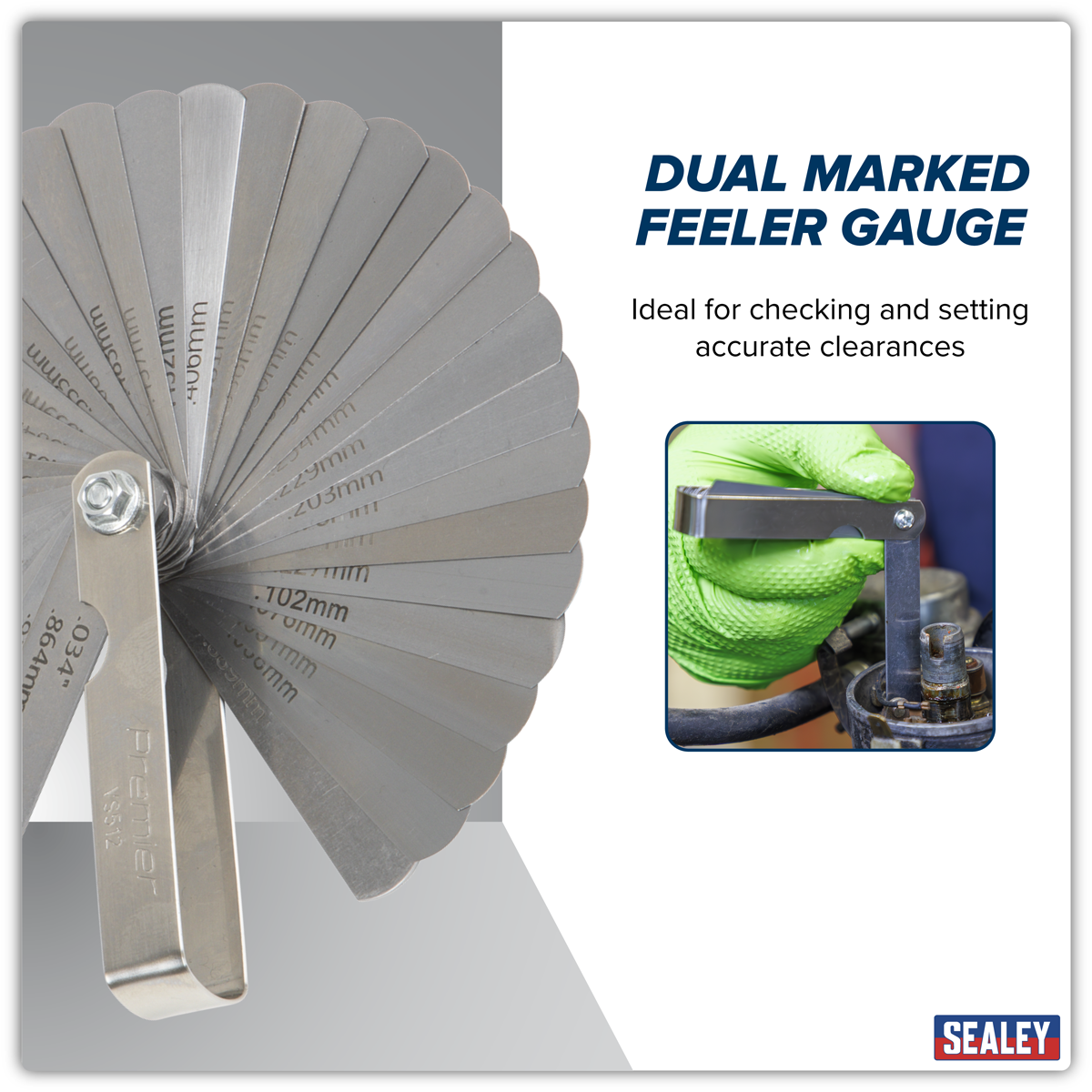 Sealey VS512 Feeler Gauge 35 Blade - Dual Marked