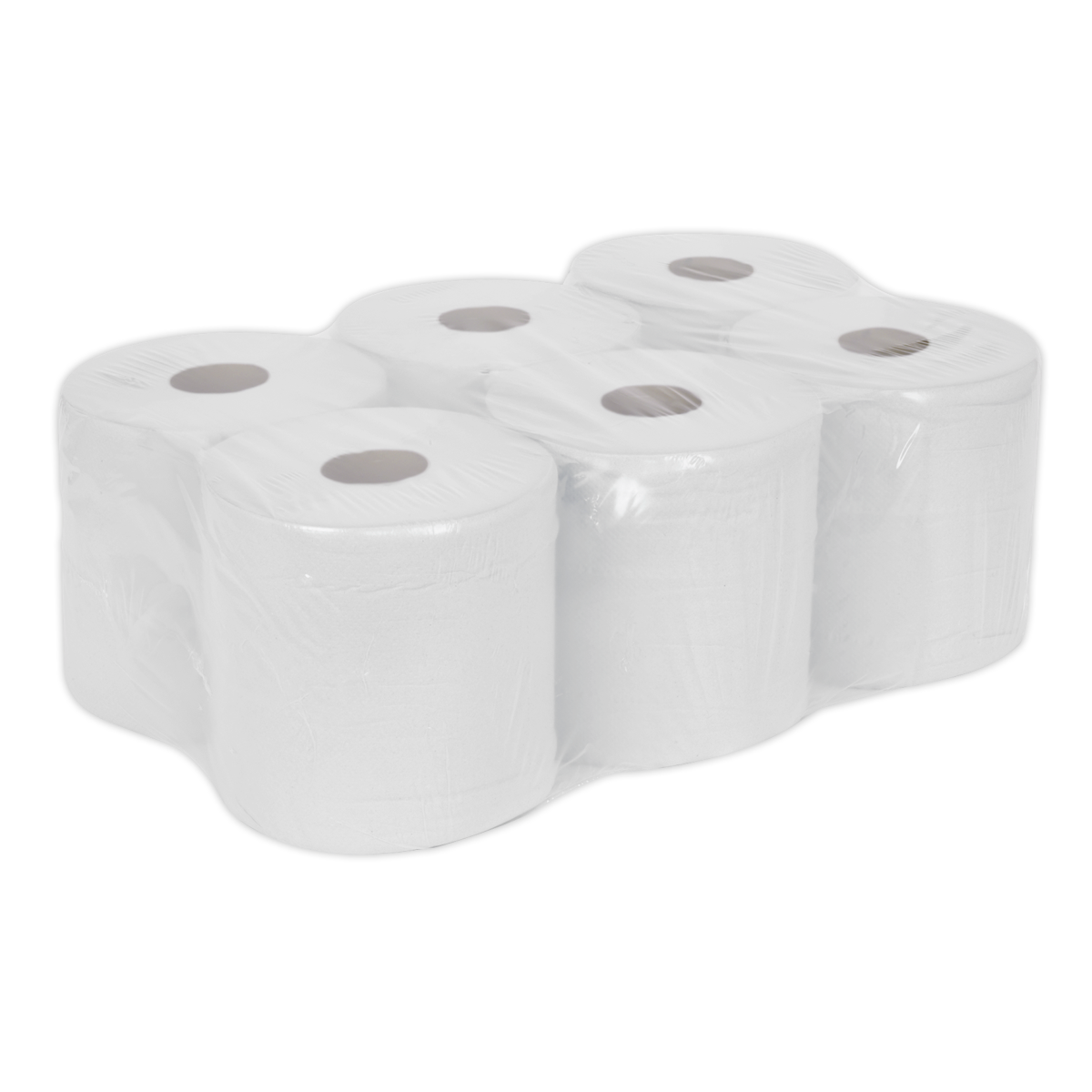 Sealey WHT150 Paper Roll White 2-Ply Embossed 150m Pack of 6