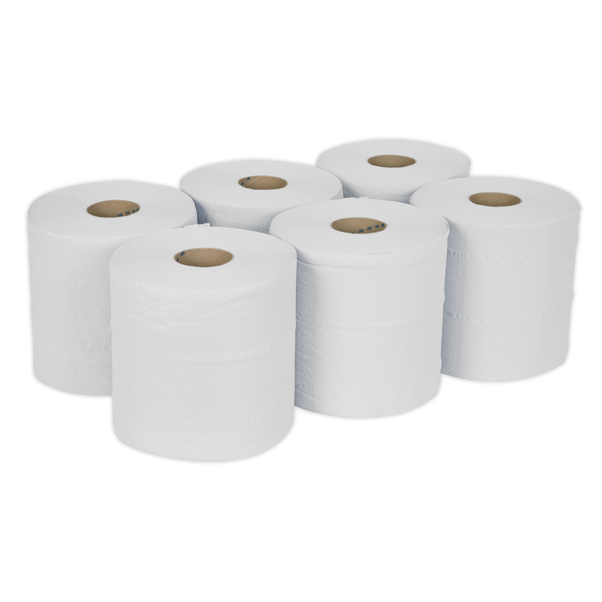 Sealey WHT150 Paper Roll White 2-Ply Embossed 150m Pack of 6