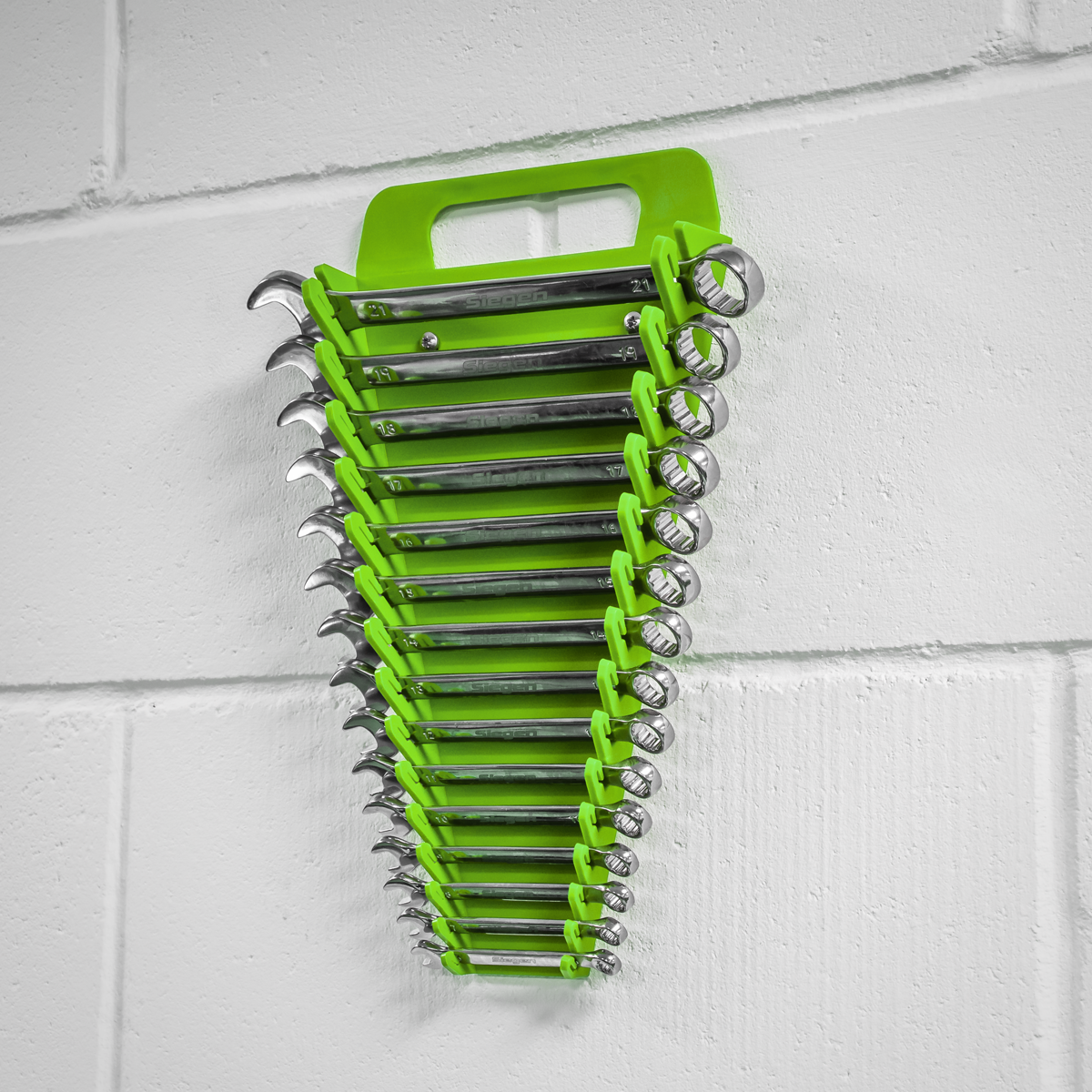 Sealey WR08HV Spanner Rack Capacity 15 Spanners Hi-Vis Green