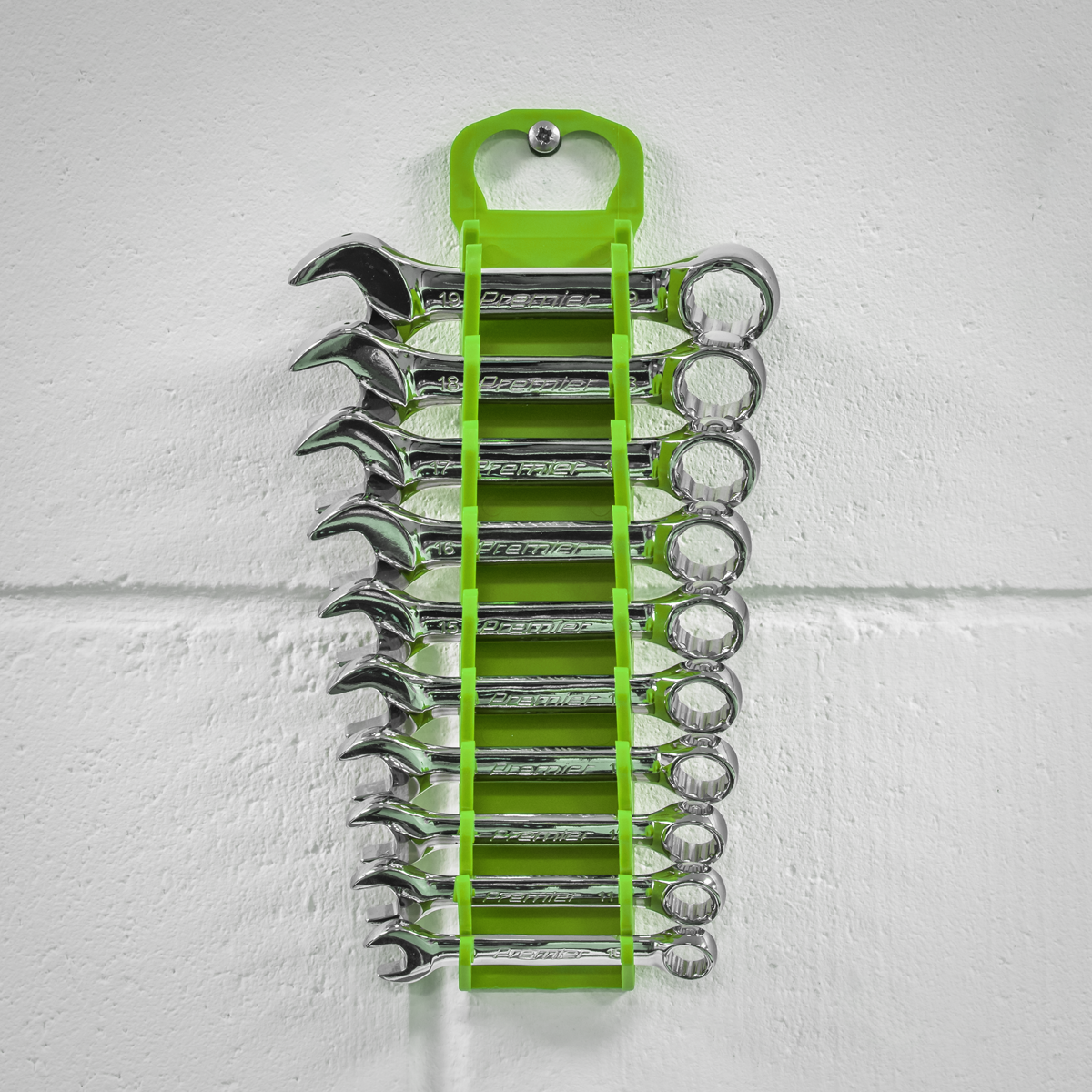 Sealey WR10HV Spanner Rack Capacity 10 Stubby Spanners Hi-Vis Green