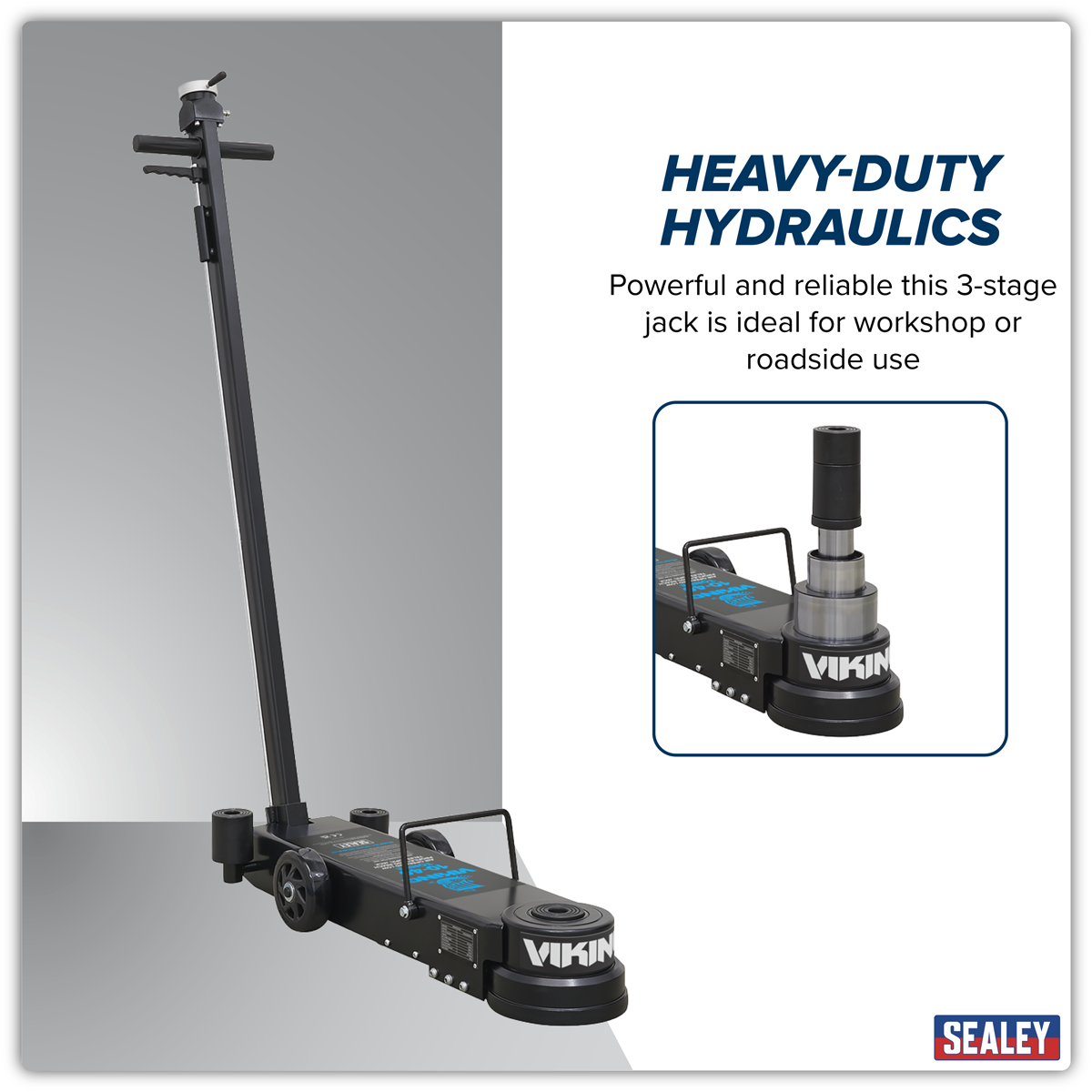 Sealey YAJ10-40LELR Viking Long Reach/Low Profile Air Operated Telescopic Jack 10-40 Tonne