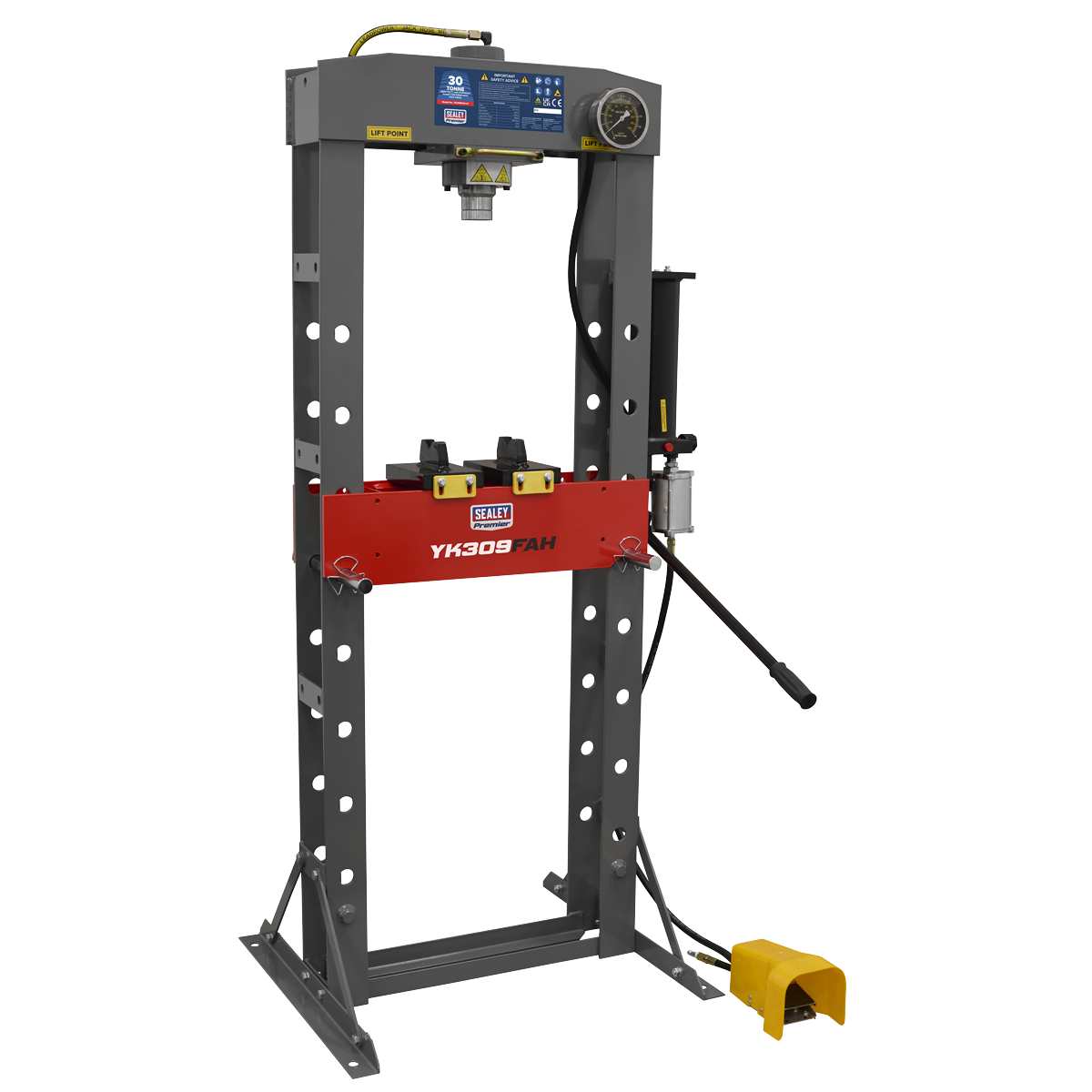 Sealey YK309FAH Air/Hydraulic Press 30 Tonne Floor Type with Foot Pedal