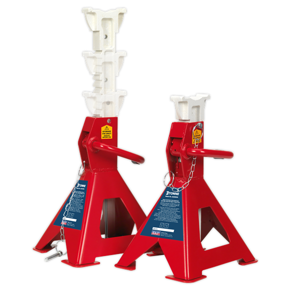 Sealey AAS3000 Axle Stands (Pair) 3tonne Capacity per Stand Auto Rise Ratchet