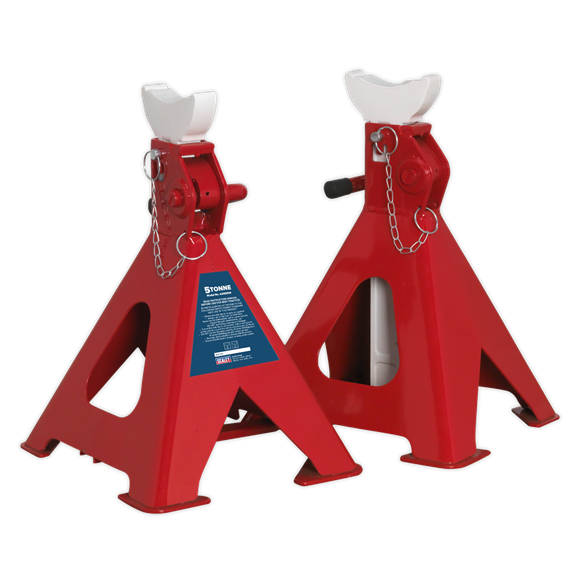 Sealey AAS5000 Axle Stands (Pair) 5tonne Capacity per Stand Auto Rise Ratchet