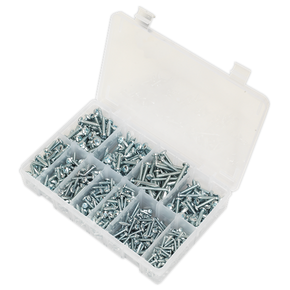 Sealey AB063STPH Self Tapping Screw Assortment DIN 7981CZ 700pc Pan Head Pozi Zinc