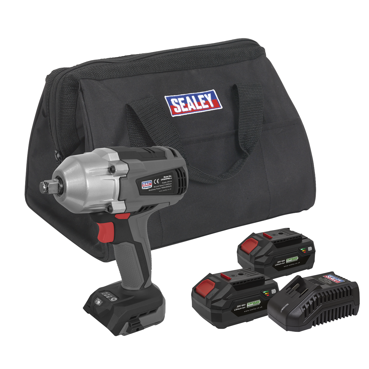 Sealey CP20VPIWKIT Brushless Impact Wrench Kit 1/2"Sq Drive 700Nm 20V - 2 Batteries