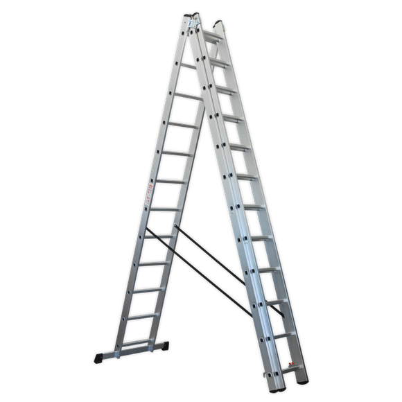 Sealey ACL312 Extension Combination Ladder 3 x 12 Aluminium - EN 131