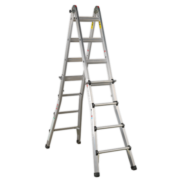Sealey AFPL3 Aluminium Telescopic Ladder 4-Way EN 131 Adjustable Height