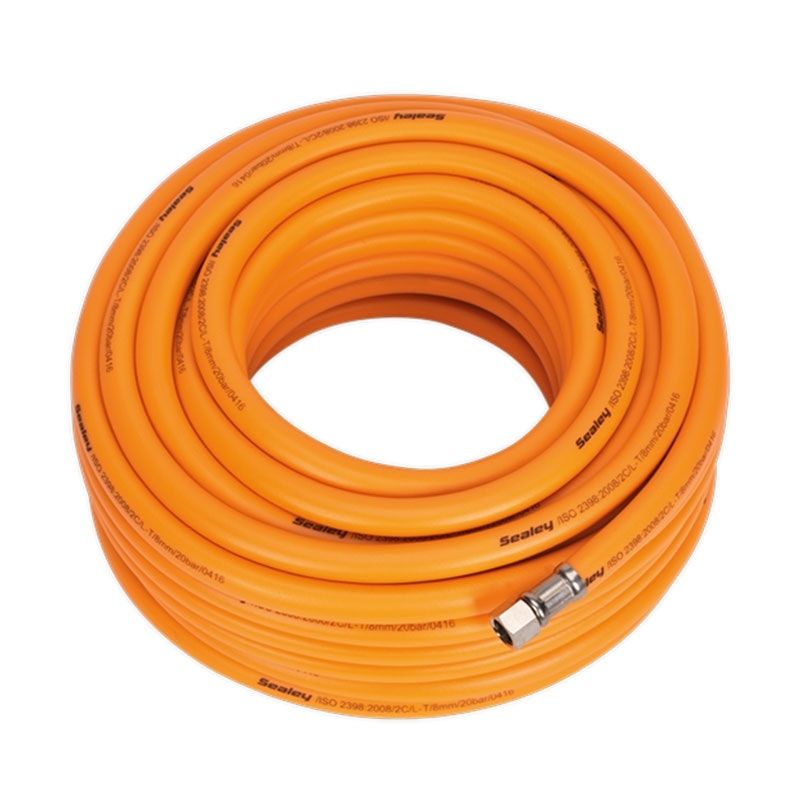 Sealey AHHC20 High-Visibility Hybrid Air Hose with 1/4"BSP Unions 20m x 8mm
