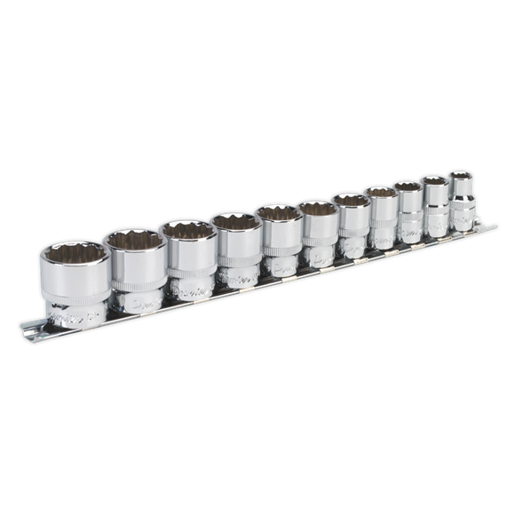 Sealey AK2672 Socket Set 11pc 3/8"Sq Drive 12pt WallDrive® Imperial
