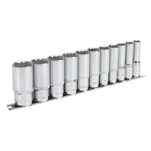 Sealey AK2673 Socket Set 11pc 3/8"Sq Drive 12pt Deep WallDrive® Imperial