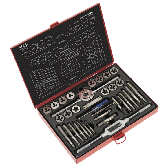 Sealey AK3033 Tap & Die Set 33pc Split Dies Metric/UNF/BSP