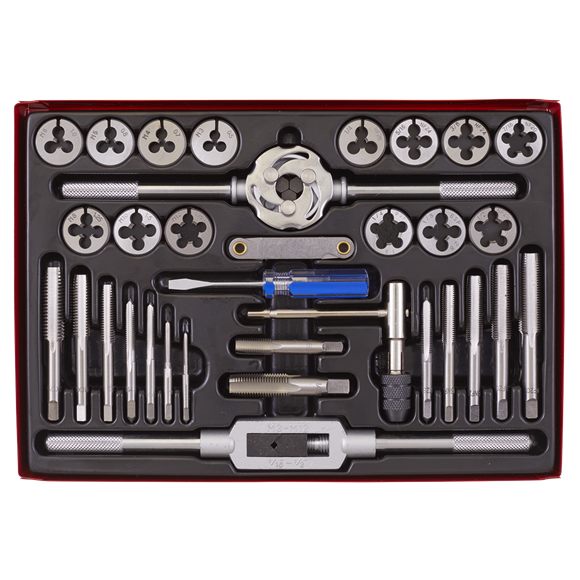 Sealey AK3033 Tap & Die Set 33pc Split Dies Metric/UNF/BSP