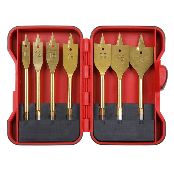 Sealey AK3707FW Flat Wood Drill Bit Set 7pc 1/4"Hex Shank