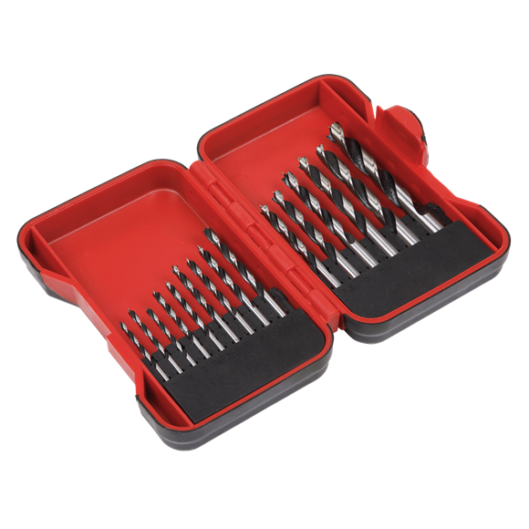 Sealey AK3715W Brad Point Wood Drill Bit Set 15pc