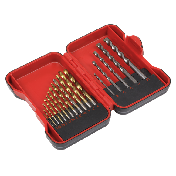 Sealey AK3717TCM HSS/Masonry Drill Bit Set 17pc