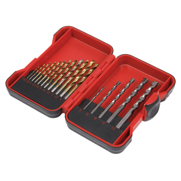 Sealey AK3717TCM HSS/Masonry Drill Bit Set 17pc