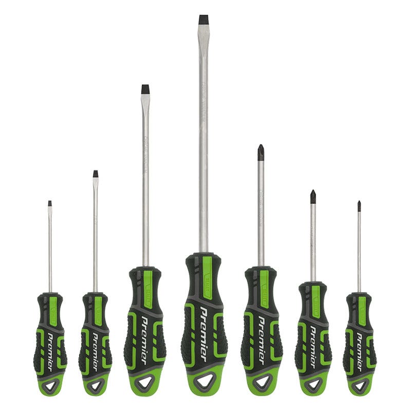 Sealey AK4321HV Screwdriver Set 7pc GripMAX® - Hi-Vis Green