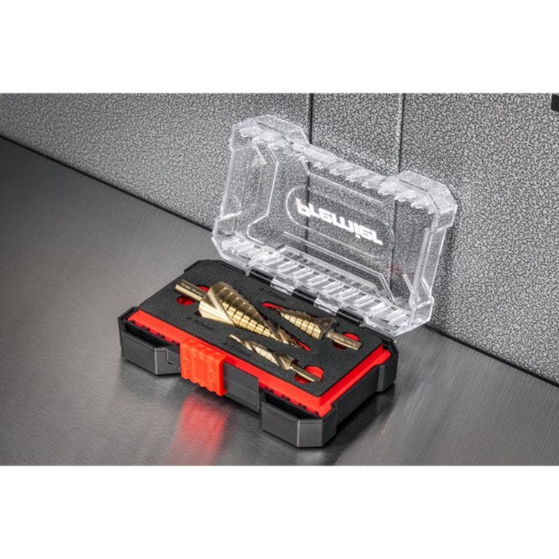 Sealey AK4743 HSS M2 Step Drill Bit Set 3pc Spiral Flute