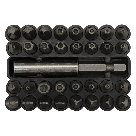 Sealey AK614 Security Bit & Magnetic Adaptor Set 33pc