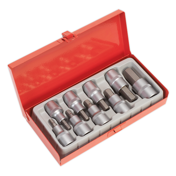 Sealey AK620 Hex Socket Bit Set 9pc 1/2"Sq Drive