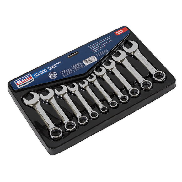 Sealey AK633 Combination Spanner Set 10pc Stubby Metric