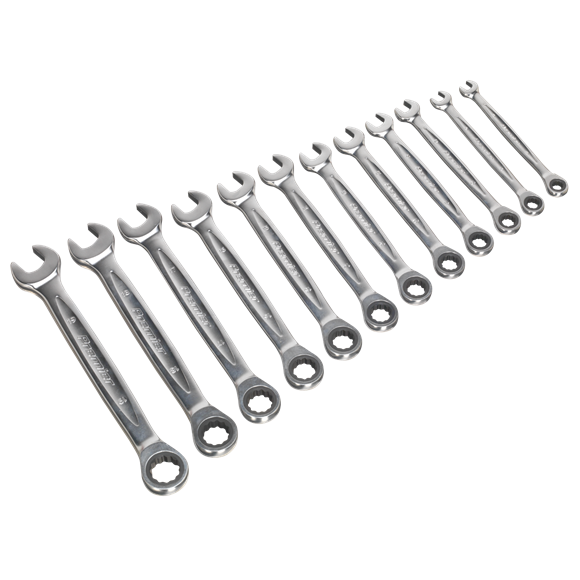 Sealey AK63922 Ratchet Combination Spanner Set 12pc - Metric - Platinum Series