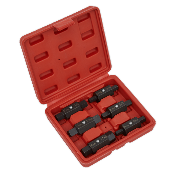 Sealey AK658 Oil Drain Plug Key Set 6pc Double End