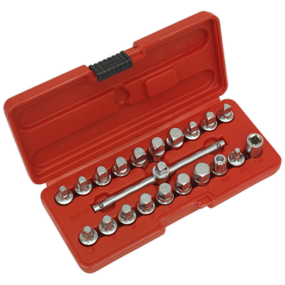 Sealey AK6586 Oil Drain Plug Key Set 21pc 3/8"Sq Drive