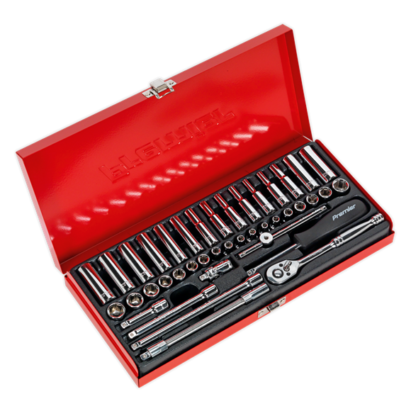 Sealey AK690 Socket Set 41pc 1/4"Sq Drive 6pt WallDrive® - Metric/Imperial