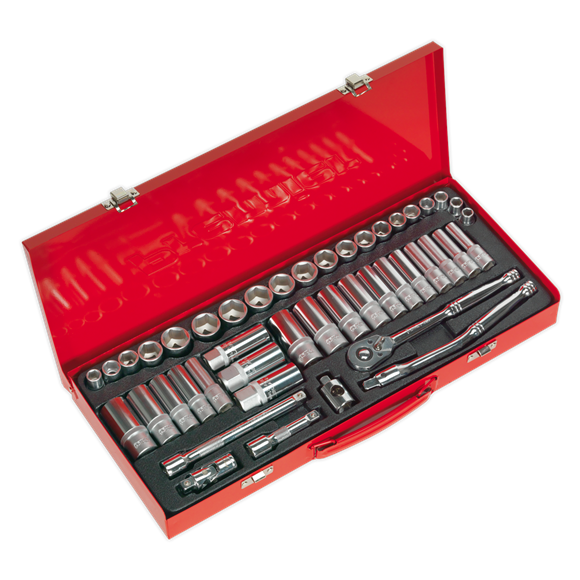 Sealey AK692 Socket Set 45pc 3/8"Sq Drive 6pt WallDrive® - Metric/Imperial