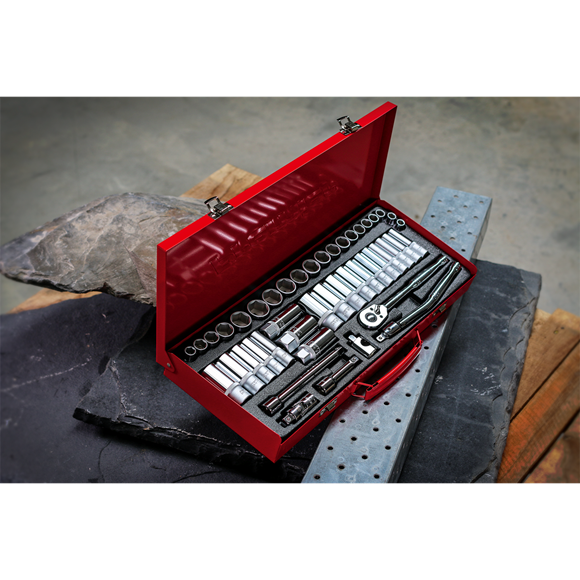 Sealey AK692 Socket Set 45pc 3/8"Sq Drive 6pt WallDrive® - Metric/Imperial