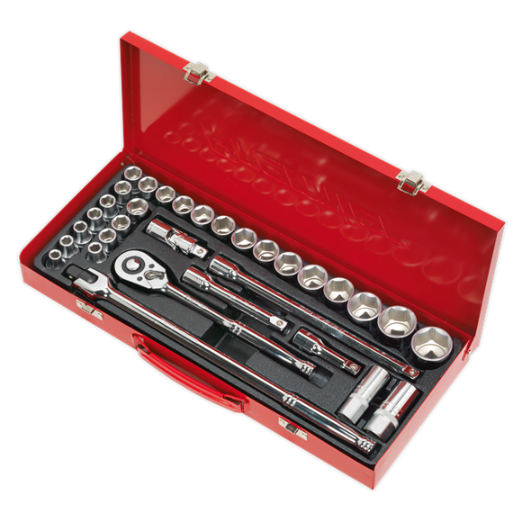 Sealey AK693 Socket Set 32pc 1/2"Sq Drive 6pt WallDrive® - Metric/Imperial