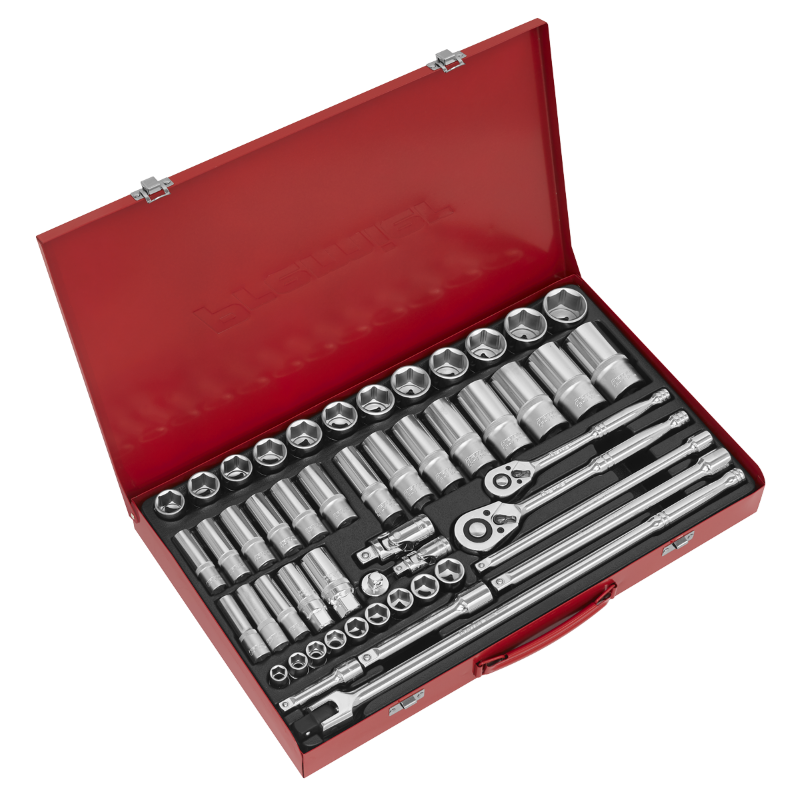 Sealey AK6942 Socket Set 50pc 3/8" & 1/2"Sq Drive 6pt WallDrive® - Metric