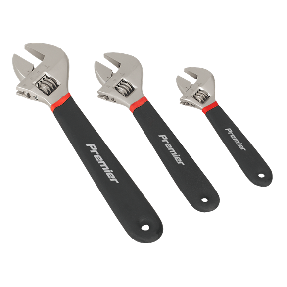 Sealey AK907 Adjustable Wrench Set 3pc Ni-Fe Finish