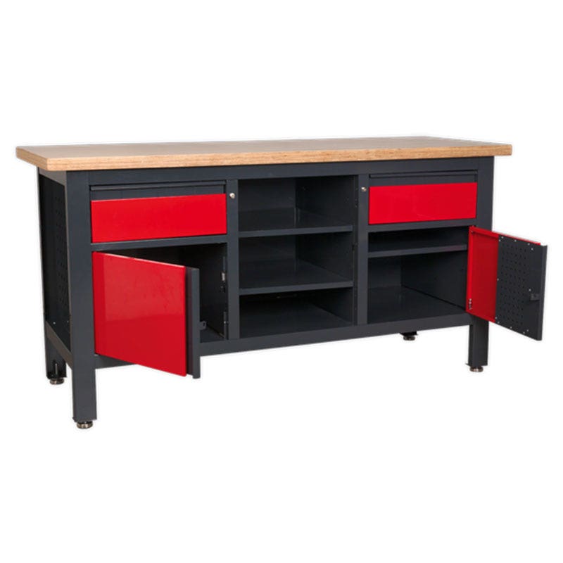 Sealey AP1905A Workstation with 2 Drawers, 2 Cupboards & Open Storage