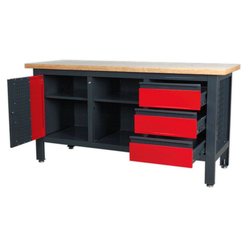 Sealey AP1905B Workstation with 3 Drawers, 1 Cupboard & Open Storage
