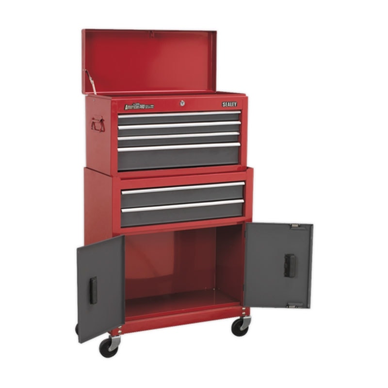 Sealey AP2200BB Topchest & Rollcab Combination 6 Drawer with Ball Bearing Slides - Red/Grey
