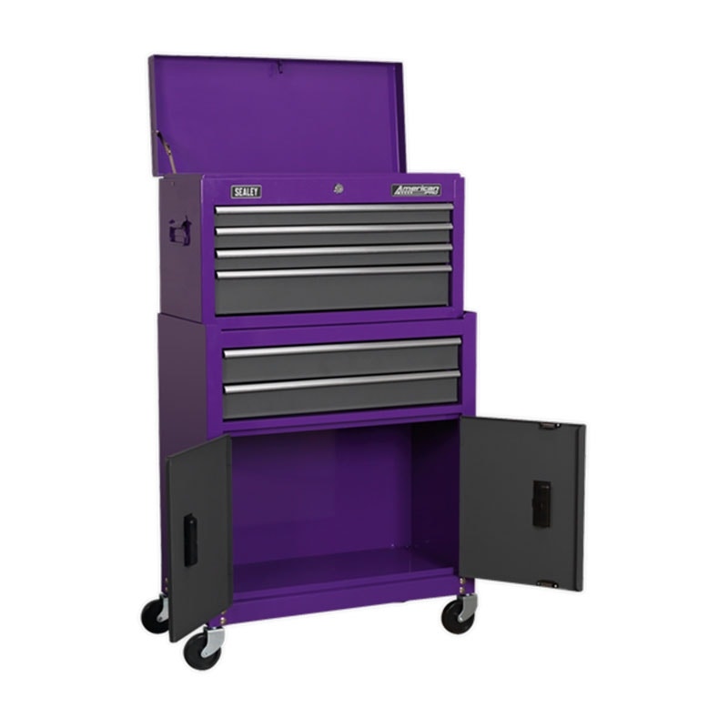 Sealey AP2200BBCP Topchest & Rollcab Combination 6 Drawer with Ball Bearing Slides - Purple/Grey