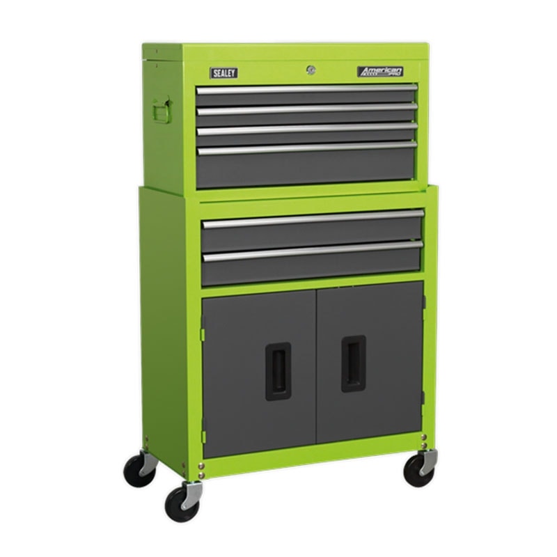 Sealey AP2200BBHV American PRO Topchest & Rollcab Combination 6 Drawer - Green/Grey