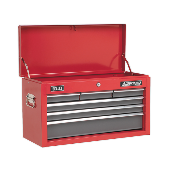 Sealey AP2201BBCOMBO Topchest 6 Drawer with Ball-Bearing Slides - Red/Grey & 98pc Tool Kit