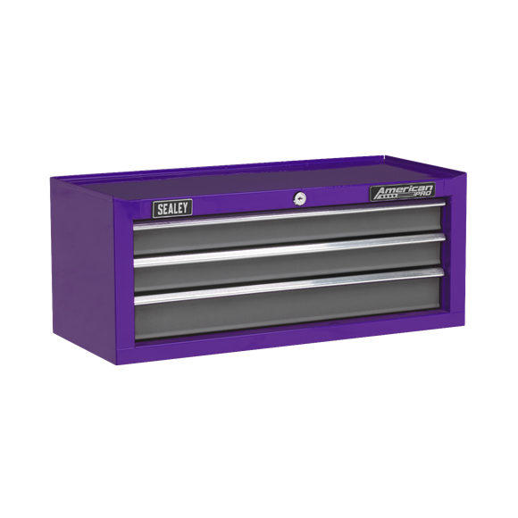 Sealey AP22309BBCP American PRO Mid-Box Tool Chest 3 Drawer - Purple/Grey