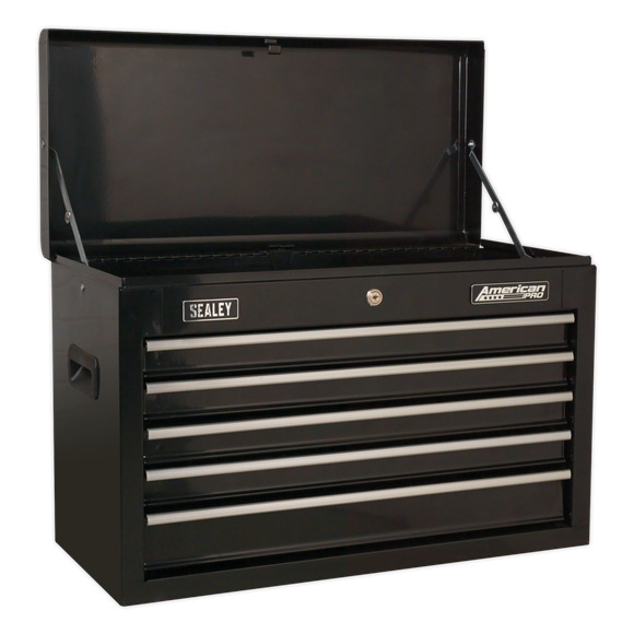 Sealey AP225BCOMBO Topchest 5 Drawer with Ball-Bearing Slides - Black & 230pc Tool Kit