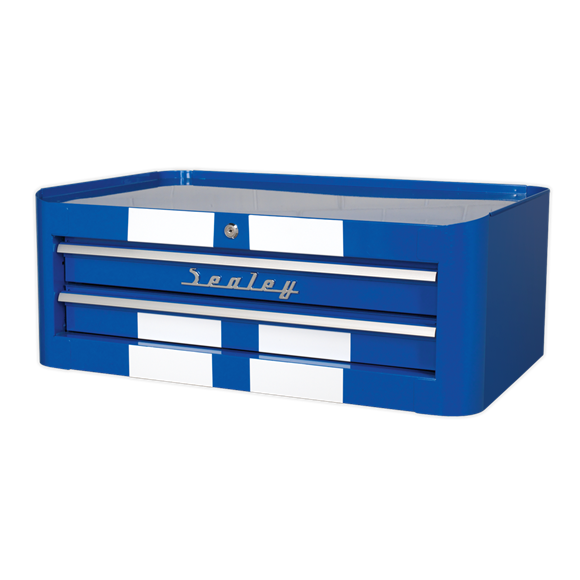 Sealey AP28102BWS Mid-Box 2 Drawer Retro Style - Blue with White Stripes