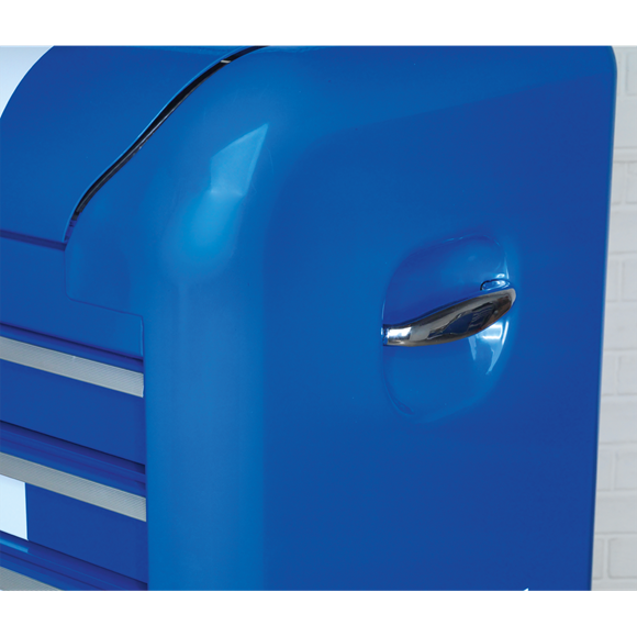 Sealey AP28104BWS Topchest 4 Drawer Retro Style - Blue with White Stripes