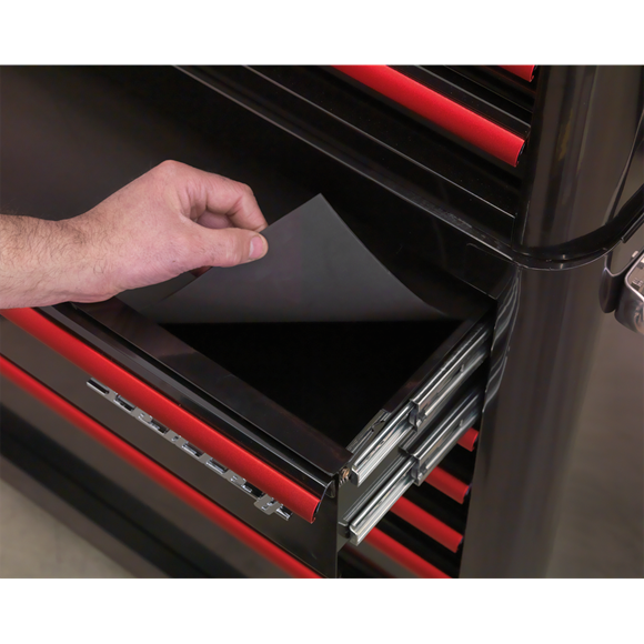 Sealey AP28204BR Rollcab 4 Drawer Retro Style- Black with Red Anodised Drawer Pulls
