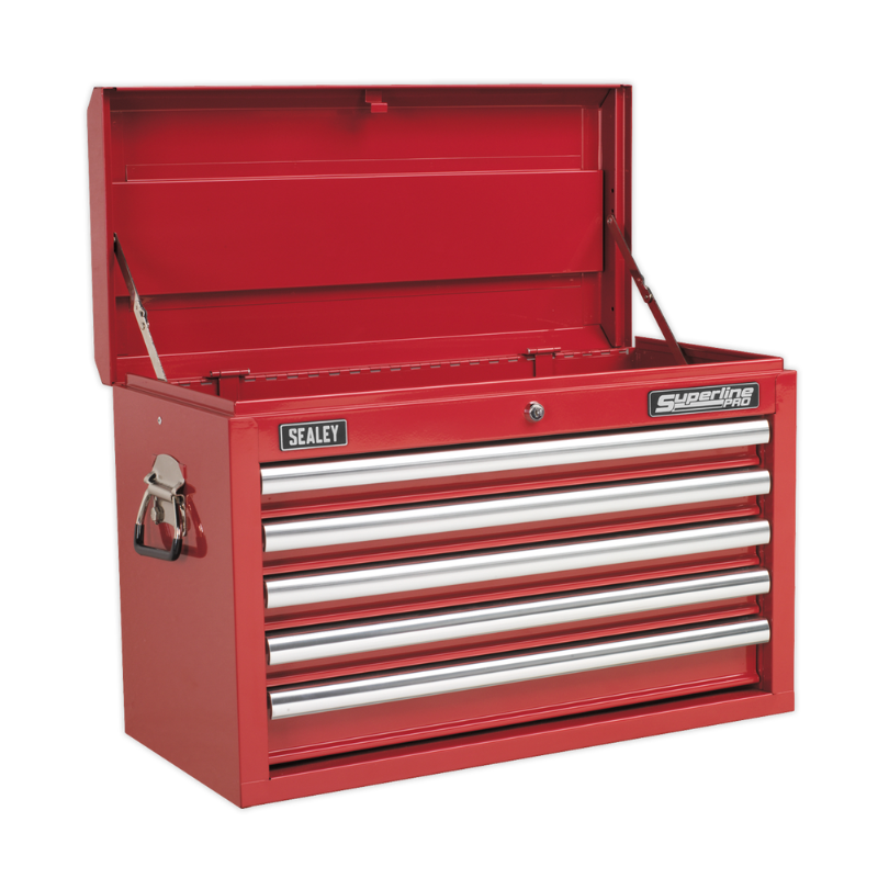 Sealey AP33059COMBO Topchest 5 Drawer with Ball Bearing Slides - Red & 140pc Tool Kit