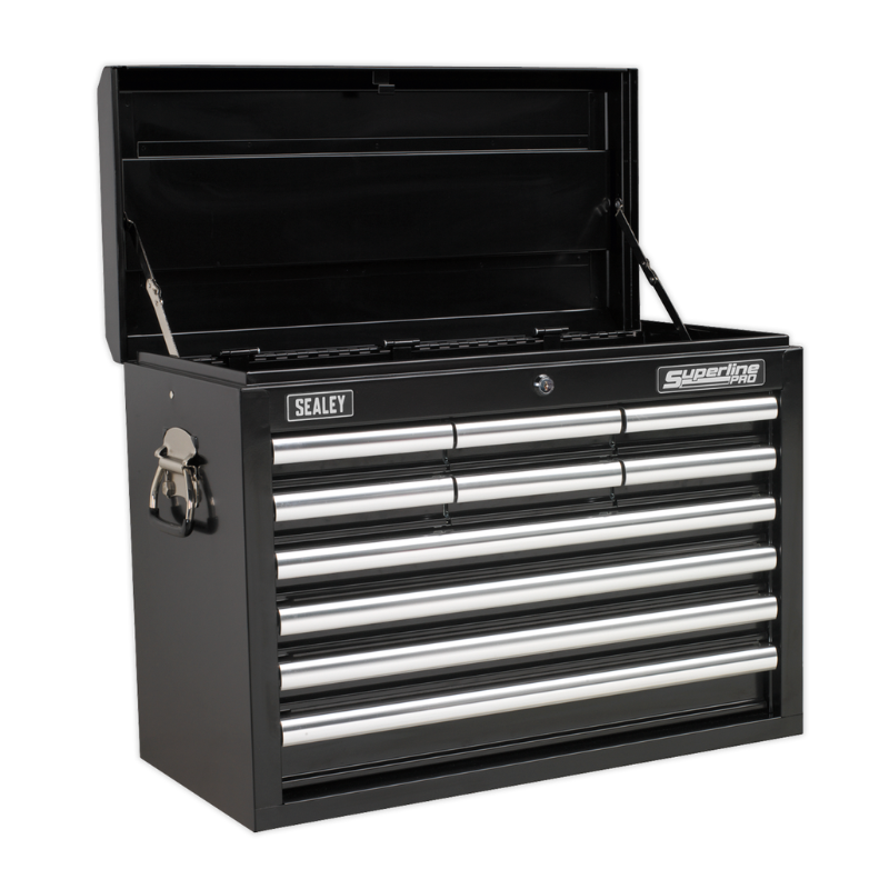 Sealey AP33109BCOMBO Topchest 10 Drawer with Ball Bearing Slides - Black & 140pc Tool Kit